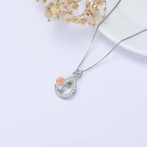 Vista 4 de TOUPOP Collares de flores de nacimiento de plata de ley 925 delicados collares con dije floral infinito para el mes de nacimiento de flores regalos