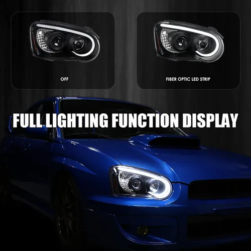 Vista 2 de SPEC-D TUNING - Faros delanteros con proyector mate negro con barra de luz LED, compatible con Subaru Impreza RS/WRX/Outback/STI de 2004-2005, juego