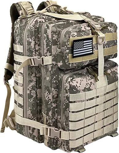 Vista 12 de WOLT Mochila táctica para hombres 45L, mochila militar grande de 3 días, mochila de asalto Molle Rucking mochila senderismo supervivencia, negro