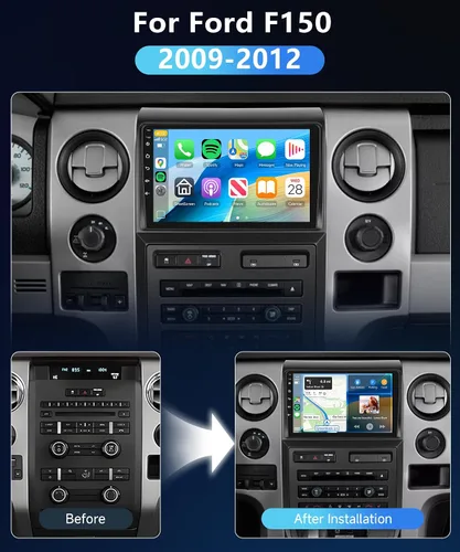 Vista 2 de Radio estéreo de coche 4+64G para Ford F150 2009-2012 Android con CarPlay Android Auto, pantalla táctil IPS de 9 pulgadas estéreo para automóvil