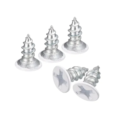 Vista 28 de uxcell Tornillos blancos ST2x4mm Tornillos autorroscantes, 100 tornillos Phillips de cabeza plana para madera para carpintería