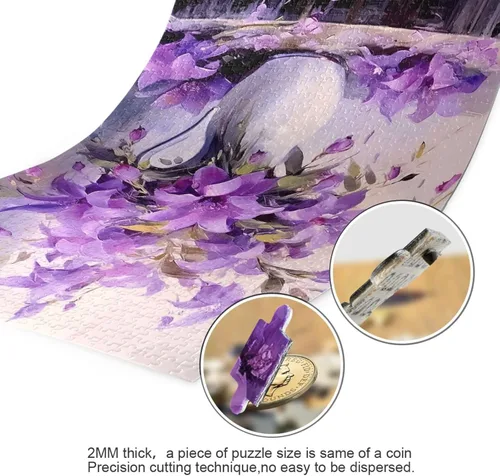 Vista 3 de Purple Flower Jigsaw Puzzles 500 Pieces for Adults with Mesh Storage Bag 2011816