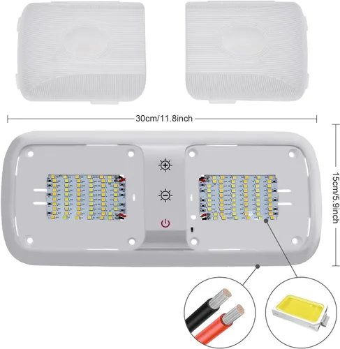 Vista 5 de Miady - Luces regulables para RV de interior 1800 LM, 3 temperaturas de color y 5 niveles de brillo, luz LED de 12V