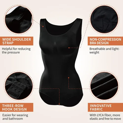 Vista 3 de AMRIY Body moldeador para mujer, con control de abdomen, moldeador de cintura, levantamiento de glúteos