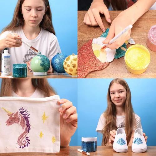 Vista 2 de Purpurina de uñas – Purpurina gruesa de corazones azules en tarro – Purpurina de 3,5 onzas para manualidades – Purpurina para limo – Purpurina