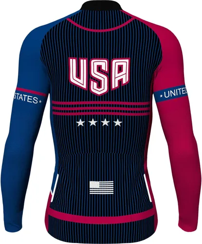 Vista 2 de Lo.gas Camiseta de ciclismo de Estados Unidos para hombre, manga corta, camisetas de ciclismo con bandera americana, ropa de bicicleta de carretera