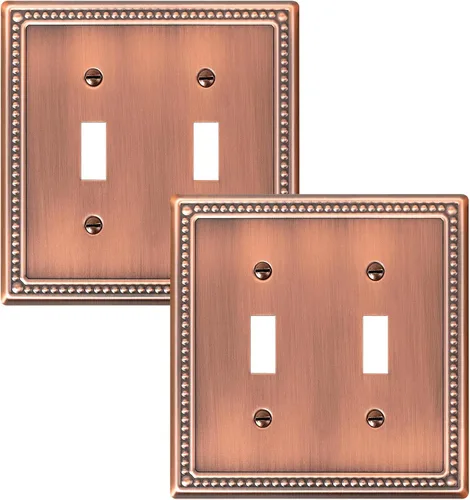 Vista 56 de Paquete de 2 cubiertas de placa de interruptor de luz de doble palanca, cubiertas decorativas de placa de doble interruptor Pearls, placa de pared