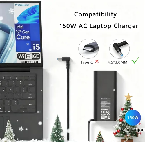 Vista 2 de Cargador para portátil de 150 W CA compatible con HP ZBook Studio 15 16 17 G5-G8, ZBook 15 16 17 G5-G9, OMEN 15 17 Fury 15 17 Pavilion Gaming 15 17