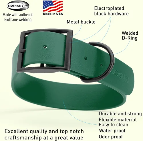 Vista 52 de Dogline Biothane - Collar impermeable para perro con hebilla de liberación rápida, resistente cincha de nailon recubierta con resistente y a prueba
