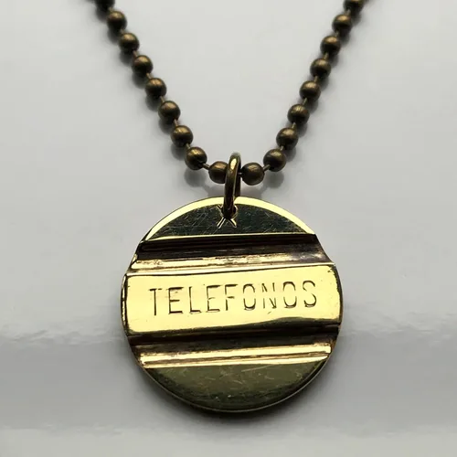 Vista 2 de 1967 Spain España Telefonos Spanish Telephone Token coin pendant ficha de cabina Madrid Barcelona Valencia Sevilla Toledo Zaragoza Malaga Granada