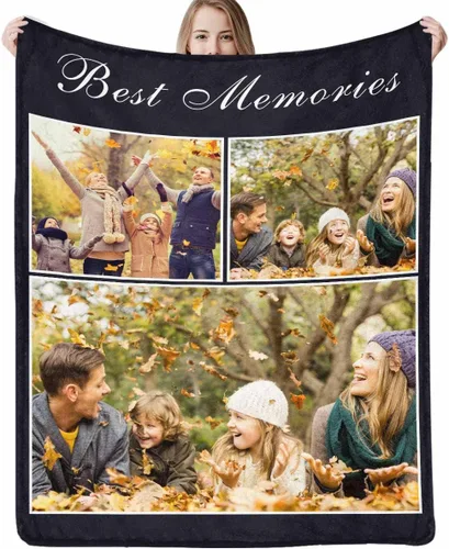 Vista 7 de D-Story Manta personalizada con fotos, manta de fotos personalizada con cualquier texto, manta de forro polar personalizada para cama, sofá