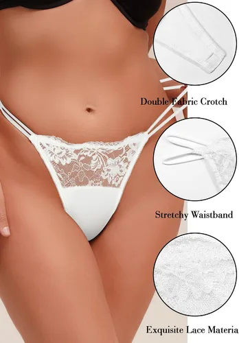 Vista 4 de Banamic Tangas sexy para mujer, ropa interior, tangas en T, espalda baja, hipster