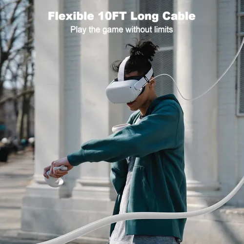 Vista 6 de Aukelan Cable Link de 16 pies compatible con Oculus Quest 2Steam VR y PC transferencia de datos de alta velocidad y carga rápida 3A cable USB 30 a
