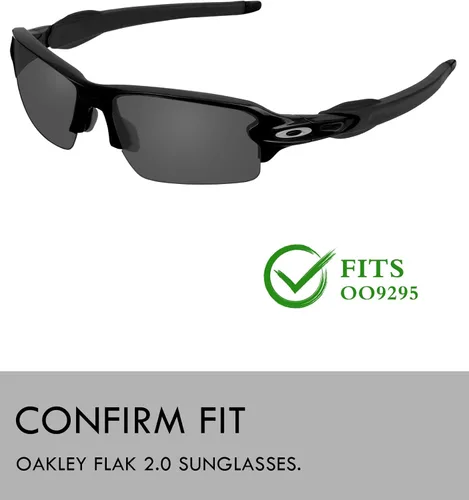 Vista 3 de Raydi Lentes de repuesto de policarbonato y kits de goma para gafas de sol Oakley Flak 2.0 Asian Fit OO9271 Rectangular - Negro sólido - Polarizado
