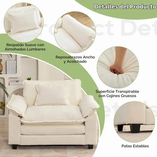 Vista 6 de Oprisen Sofá Seccional Modular, Cómodo Cloud Couch Sofá Seccional, Sofá Cama de Chenilla con Asiento Profundo con Almohadas Decorativas para Sala