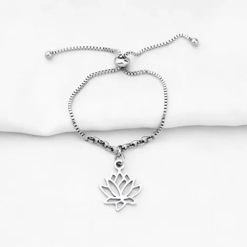 Vista 2 de MYOPSARK - Pulsera ajustable de flor de loto con diseño de flor de loto, joyería espiritual, regalo de meditación para amantes del yoga yogui