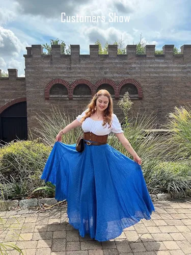 Vista 2 de Maxivestido largo estilo bohemio de algodón con cintura elástica para mujer