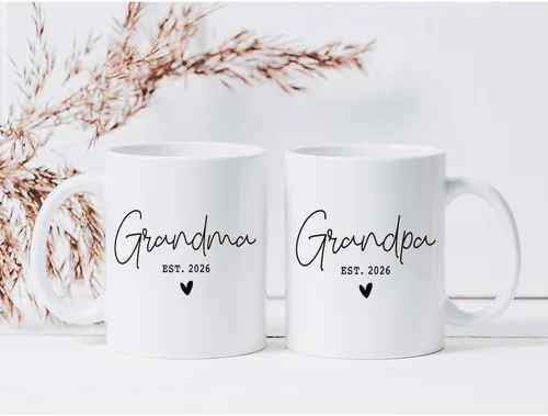 Vista 4 de EST 2026 - Juego de tazas para abuelos, regalo para abuelos nuevos, revelación de embarazo, taza de anuncio, regalos para abuelo, abuela primeriza