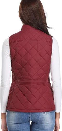 Vista 8 de Fuinloth - Chaleco acolchado para mujer, diseño de cuello alto, ligero, con cierre