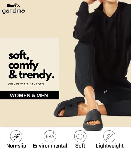 Vista 6 de gardma Pantuflas acolchadas para mujeres y hombres Pantuflas unisex genuinas Suela gruesa acolchada extremadamente cómoda Sandalias para mujer