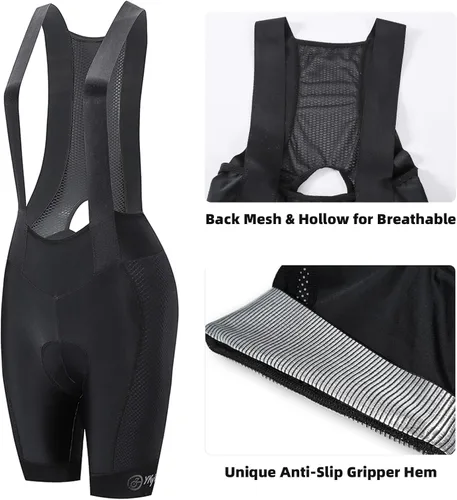 Vista 5 de YKYWBIKE Baberos de ciclismo para mujer, pantalones cortos acolchados para mujer, pantalones cortos de ciclismo de 6 horas UPF50+ para bicicleta