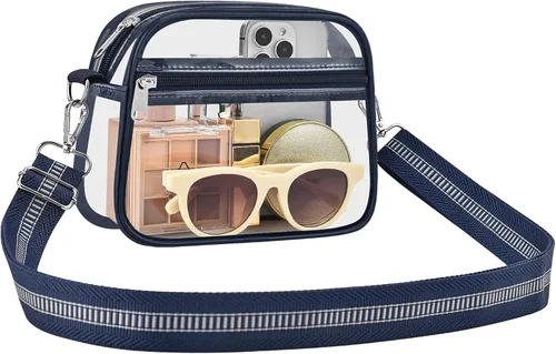 Vista 6 de Bolsa transparente para eventos de estadio, bolsa transparente para mujer, bolsa cruzada, correa de hombro ajustable para conciertos, deportes