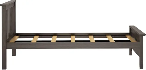Vista 4 de Plank+Beam - Estructura de cama individual de madera maciza, cama de plataforma con cabecero, arcilla