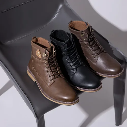 Vista 6 de Vostey Men's Motorcycle Boots Business Waterproof Ankle Boots Casual Oxford Boots for Men
