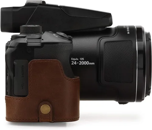 Vista 9 de MegaGear Funda de piel sintética compatible con Nikon Coolpix P950 - Marrón oscuro (MG1879)