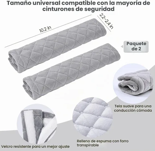 Vista 4 de Amooca Fundas Suaves para Cinturón de Seguridad del Automóvil Almohadillas de Hombro para Cinturón de Seguridad 2 PCS Ajuste Universal para Todos