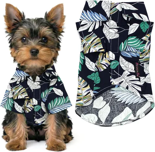 Vista 30 de Parisian Pet Camisa para perro de Amazonia - Ropa de algodón para perros pequeños - Elegante traje tropical para perros - Ropa ligera y suave