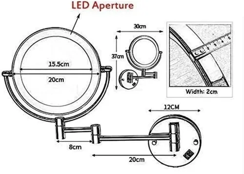 Vista 2 de Makeup Mirror LED Makeup Mirror Double-Sided Wall Mounted Bathroom Mirror Vanity Makeup and Shaving Mirror 8 inch 3X Magnification