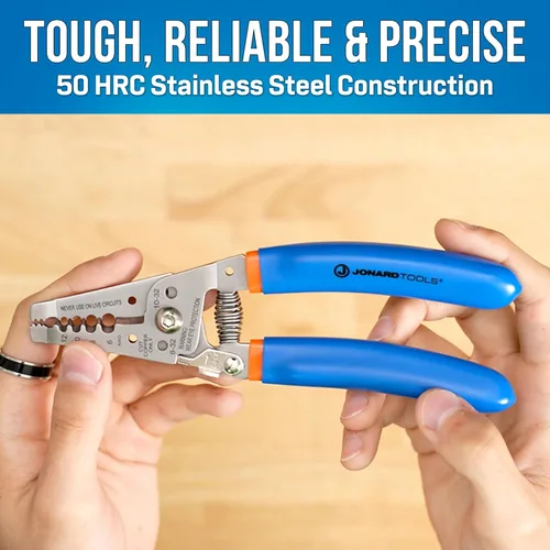 Vista 6 de Jonard Tools WSS-612 - Pelacables de acero inoxidable con curva, 6-12 AWG, acero inoxidable 50 HRC, mango ergonómico, corte de tornillos y bucle