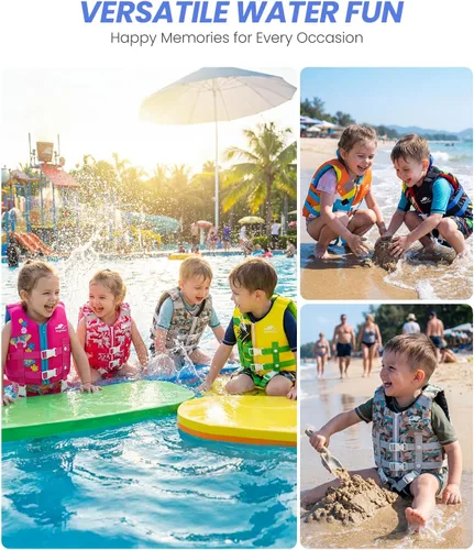 Vista 6 de Gogokids Chaleco de natación para niños pequeños, chaleco de natación de alta calidad para niños de 30-40-50-60-70-80 libras, flotadores para niños