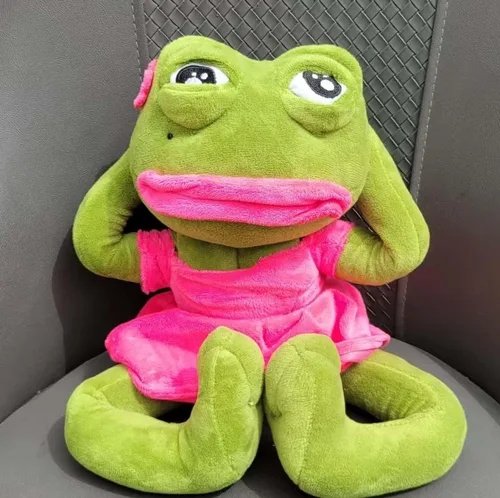 Vista 4 de Juguete de peluche de rana mágica y emotiva muñeca meme de rana, cristal de 17.7 pulgadas, ultra suave, lindo regalo para el hogar, juguete