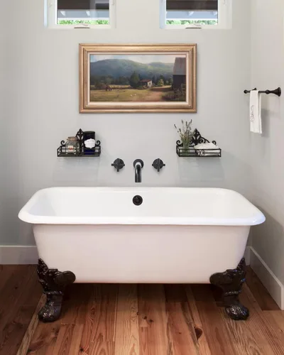Vista 6 de ARCORA - Llenador de bañera de montaje en pared, negro mate, grifo de bañera de largo alcance, 2 asas cruzadas, grifo de bañera montado en la pared