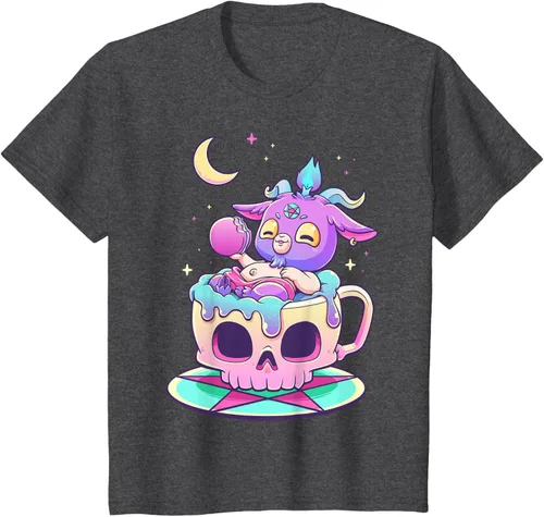 Vista 28 de Kawaii Pastel Goth Cute espeluznante Pentáculo Baphomet - Camiseta de cabra, Negro