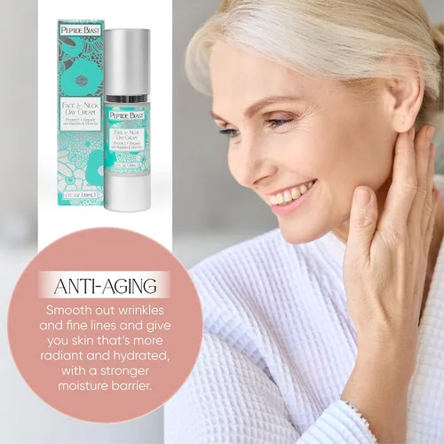 Vista 6 de Crema de día Peptide Blast llena de péptidos de colágeno y vitaminas C y E, para cara y cuello, 1 oz.