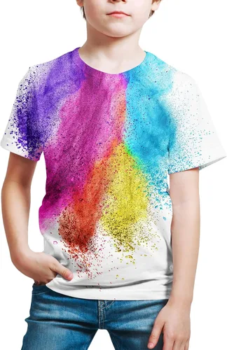 Vista 2 de Camiseta de manga corta con estampado 3D para niños y niñas de 6 a 16 años Bcm45-blanco