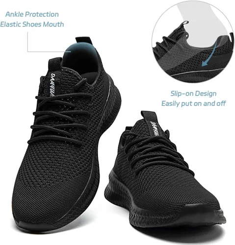 Vista 2 de Zapatos de trabajo antideslizantes para hombre, tenis y gimnasio, transpirables, antideslizantes, ligeros y cómodos para usar todo el día, deportes