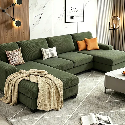 Vista 9 de WAYTRIM Sofá modular en forma de U de 108 pulgadas para sala de estar, sofá convertible con diván doble, almohadas extraíbles, sofá tapizado de 4