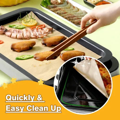 Vista 4 de 100 piezas de papel pergamino freidora de aire para freidora de aire Gourmia Tostadora Horno Non-Stick Heat Resistant Unbleached Parchment Sheets
