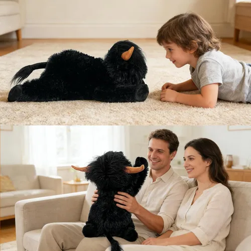 Vista 3 de WDXDSOB Animales de Peluche de Vaca Highland con Peso 4.2 Libras Peluche de Vaca Highland con Peso para Niños y Adultos Almohada de Juguete