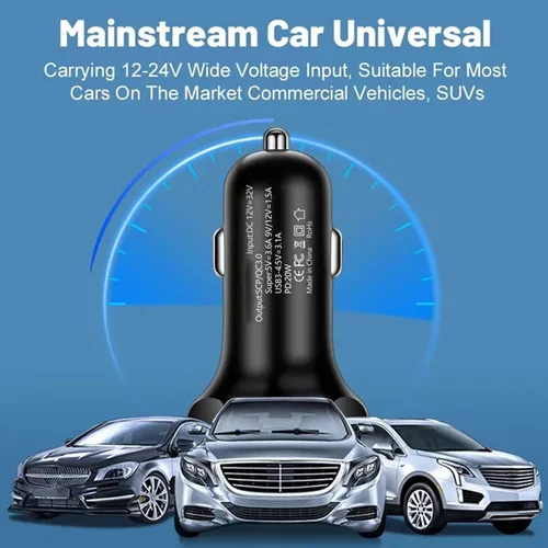 Vista 16 de Adaptador De Carga Súper Rápida USB C Para Coche Y Teléfono 6 En 1 Con Pantalla De Voltaje 250W Carga USB De Encendedor De Cigarrillos De Múltiples