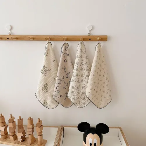 Vista 17 de BuLuTu - Paños de limpieza reutilizables 100% algodón muselina para cocina, 4 unidades, paños de cocina con estampado floral dulce, paños de esponja