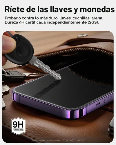 Vista 6 de SMARTDEVIL Paquete de 2 protectores de pantalla de privacidad de vidrio templado para iPhone 14 Pro, protección inastillable de grado militar