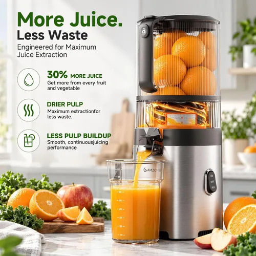 Vista 10 de AMZCHEF Exprimidor de prensa en frío, Juicer lento de alimentación