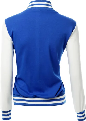 Vista 3 de Chaqueta universitaria con estilo para mujer, de manga larga, con contraste
