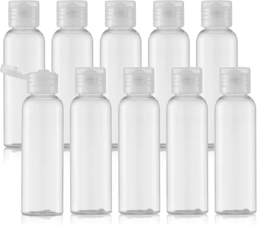 Vista 6 de Botellas de viaje de 2 onzas, plástico transparente para apretar, 10