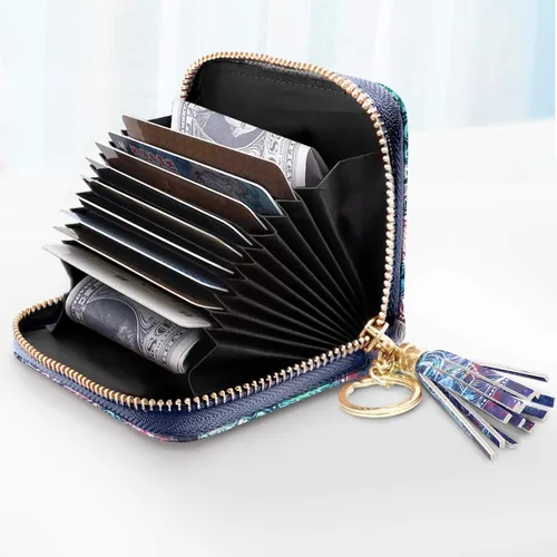 Vista 3 de Pequeña cartera para tarjeta de crédito RFID con brillantina.para mujer, cartera Rfid, S